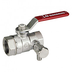 R250DS Шаровый кран    1/2"ММ ручка со сливом  Giacomini 250serie